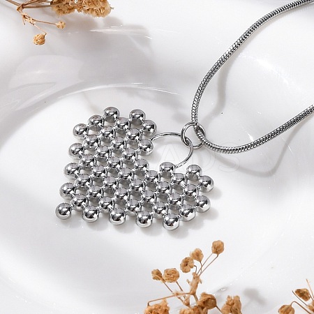 Anti-Tarnish 304 Stainless Steel Heat Pendant Round Snake Chain Necklaces for Women STAS-Z114-19P-1