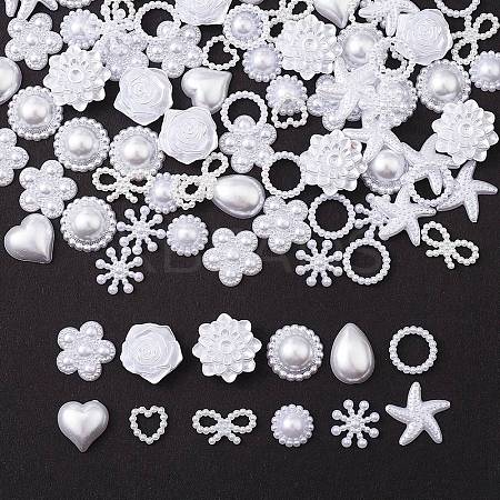 100Pcs 12 Styles ABS Plastic Imitation Pearl Cabochons SACR-YW0001-56-1