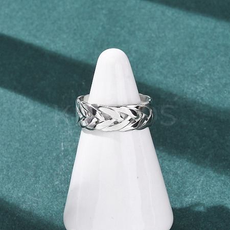 304 Stainless Steel Criss Cross Cuff Rings RJEW-G368-01P-1
