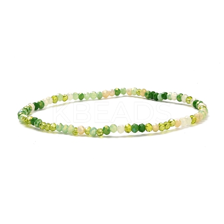 Faceted Round Glass Beads Stretch Bracelet for Teen Girl Women BJEW-JB07072-04-1
