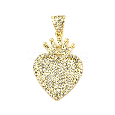 Heart Rack Plating Brass Micro Pave Cubic Zirconia Pendants KK-Z074-56G-1