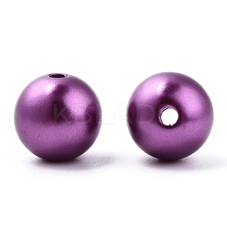 Spray Painted ABS Plastic Imitation Pearl Beads OACR-T015-05B-11-1