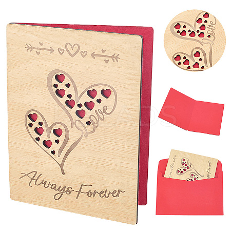 Valentine's Day Wooden Greeting Cards DIY-CP0011-91D-1