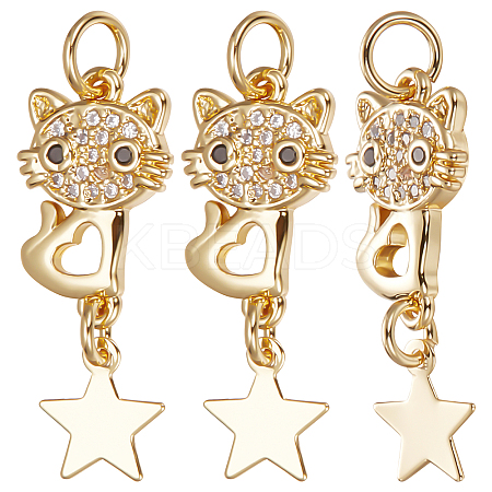 Eco-friendly Brass Micro Pave Clear Cubic Zirconia Pendants KK-BBC0005-17-1