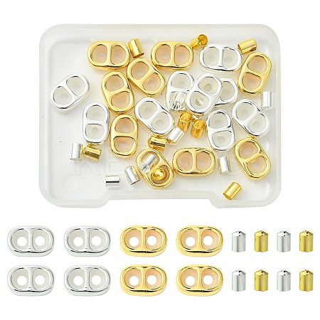 DIY Brass Cord Ends & Silicone Slide Charms Findings Kits KK-CJ0003-51-1