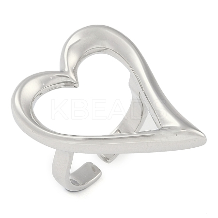 Hollow Heart Brass Open Cuff Ring RJEW-Q819-29P-1
