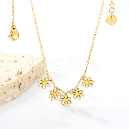 304 Stainless Steel Enamel Flower Bib Necklaces FS-WG58DA2-01-1