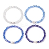 4Pcs Glass & Natural Cultured Freshwater Pearl Beads Stretch Bracelets for Women BJEW-JB13520-5
