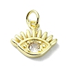 Eye Theme Brass Micro Pave Cubic Zirconia Charms KK-H475-58G-10-1