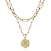Real 18K Gold Plated Stainless Steel Paperclip Chains Double Layer Necklaces AN1969-19-1