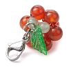 Grape Natural Carnelian Pendant Decoration HJEW-TA00293-02-4