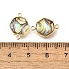 Brass Pave Natural Paua Shell Connector Charms KK-E794-01G-08-3
