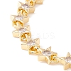 Clear Cubic Zirconia Star Link Chains Bracelet BJEW-I301-06G-2