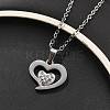 304 Stainless Steel Crystal Rhinestone Heart Pendant Cable Chain Necklaces for Women NJEW-Z056-01D-P-2