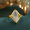 Adjustable Brass Pave Clear Cubic Zirconia Finger Rings WGA0EFE-01-2
