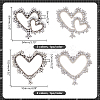 4Pcs 2 Styles Heart Glass Rhinestone Beading Flower Applqiues PATC-GA0001-47-2