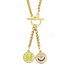 Ion Plating(IP) 304 Stainless Steel Green Yellow Enamel Letter & Eye Pendant Wheat Chain Necklaces STAS-Z102-01G-N-1