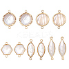 10Pcs 5 Styles Brass Pave Natural White Shell Connector Charms KK-PH0012-91A-1