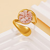 Natural Pink Opal Chip with 304 Stainless Steel Cuff Open Rings WG3F4EB-02-1