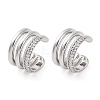 Brass Micro Pave Clear Cubic Zirconia Cuff Earrings EJEW-H158-23P-4