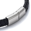 Men's Braided Black PU Leather Cord Bracelets BJEW-K243-68AS-3