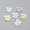 2-Hole Printed Wooden Buttons WOOD-S037-020-1