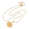 304 Stainless Steel Textured Shell Shape Pendant Snake Chain Necklaces for Women NJEW-F354-10G-2