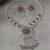 Flower Bohemia Zinc Alloy Glass Pendant Necklaces & Hoop Earrings Sets FS-WGA974D-04-1