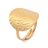 Flat Round 304 Stainless Steel Open Cuff Ring for Women RJEW-M049-01G-02-2