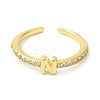 Clear Cubic Zirconia Initial Letter Open Cuff Ring RJEW-H120-09G-N-2
