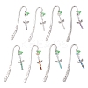 8Pcs Dragonfly Natural Gemstone & Alloy & Acrylic Flower Bookmarks AJEW-JK00400-1