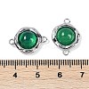 Brass Pave Natural Green Onyx Agate(Dyed & Heated) Flat Round Links Connector Charms KK-U043-45P-B-3