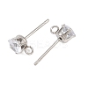 304 Stainless Steel Micro Pave Cubic Zirconia Stud Earring Findings STAS-H240-56P-01-2