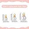 90Pcs 3 Style Plastic Imitation Pearl Pendants KK-BC0012-94-2