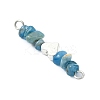 16Pcs 16 Styles Mixed Gemstone Chip Beaded with Brass Heart Connector Charms PALLOY-JF03059-02-5