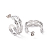 Non-Tarnish 304 Stainless Steel Double Layer C-shape Stud Earrings LS-EJEW-G326-01P-2