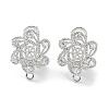 Hollow Star Brass Micro Pave Cubic Zirconia Stud Earrings Finding KK-E083-08P-1