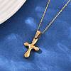 304 Stainless Steel Religion Cross Pendant Necklaces for Women NJEW-G176-02G-3