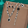 Fashionable Brass Rhinestone Bracelets & Earrings & Necklaces & Rings Sets FS-WG0E119-03-1