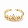 Clear Cubic Zirconia Crown Open Cuff Ring RJEW-B028-22G-2