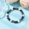 8.5mm Round Natural Larvikite & Howlite & Synthetic Smoky Quartz & Natural Lava Rock  Bead Stretch Bracelets for Women BJEW-JB10944-03-4