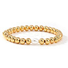 Brass & Plastic Imitation Pearl Round Beads Stretch Bracelets for Women TJ3268-3-1