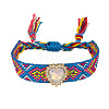 Adjustable Heart Cotton & Alloy Rhinestone Slider Bracelets FS-WGF98DD-02-1