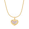 Natural Shell Heart Pendant Necklace with Stainless Steel Chains KA9286-1-1