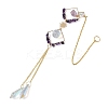 Iron Rhombus & Natural Amethyst Suncatchers HJEW-F025-04G-01-3