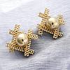 Woven Rhombus with Round Brass Stud Earrings EJEW-R025-02G-2