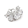 Brass Pave Clear Cubic Zirconia Stud Earring Findings KK-D369-09P-2