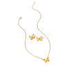 Butterfly Acrylic Rhinestone with Iron Pendant Necklaces & Stud Earrings Sets for Women WGFFCAF-01-3