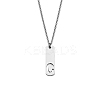 304 Stainless Steel Rectangle with Laser Cut Initial Pendant Necklaces FS-WG71FEF-07-1