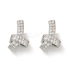 knot Brass Micro Pave Clear Cubic Zirconia Stud Earrings EJEW-F895-16P-4